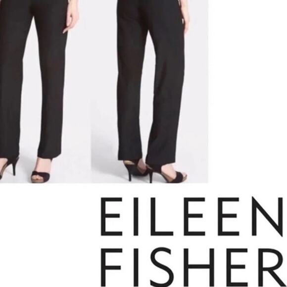 Eileen Fisher Black Straight Leg Ponte Pants - Picture 1 of 6